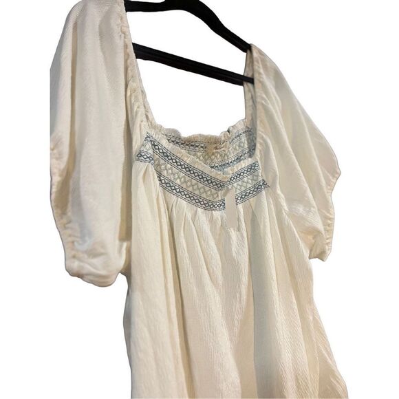 NWT Madewell Seahorse Embroidery Top 3X Plus Blue Zig Zag Embroidered Square Top - Picture 4 of 16